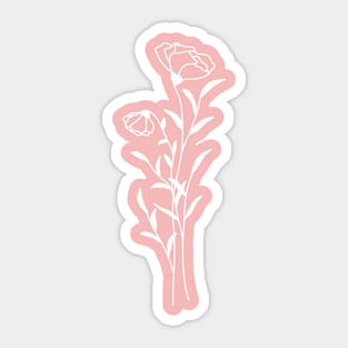 Wildflower On Rose Pink One Line Art Flowers Sticker